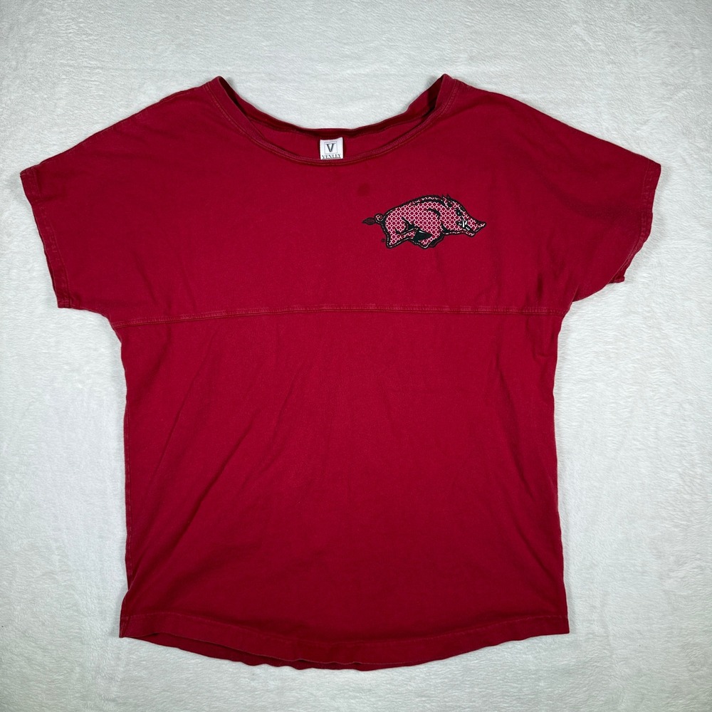 VENLEY Arkansas Razorbacks Go Hogs Jersey T Shirt Red Womens‎ L